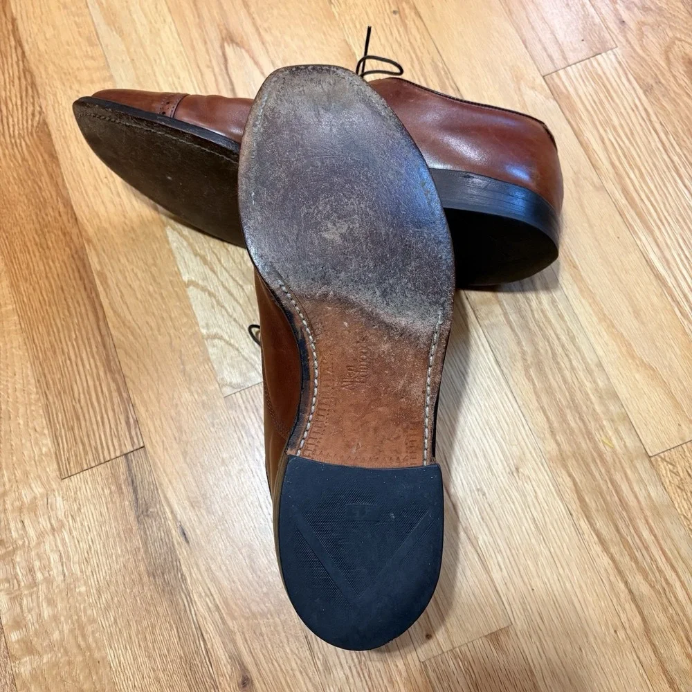 Allen Edmonds Byron Cap Toe Brogue Oxford Mens Size 10 B Brown Leather Shoes